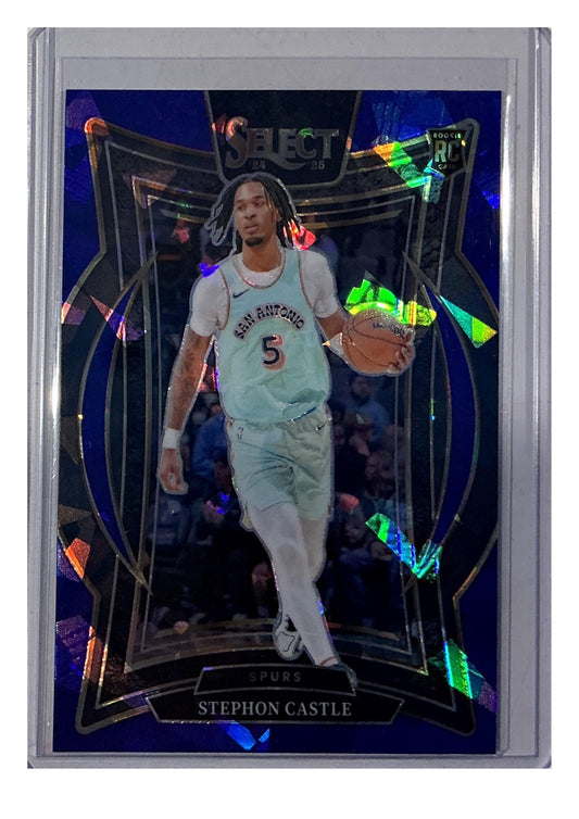 2024-25 Panini Select #72 Stephon Castle Blue Cracked Ice Prizm