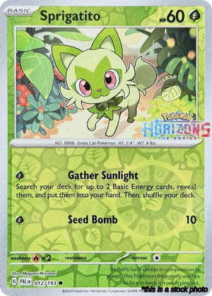 012/193 Sprigatito (Pokemon Horizons Stamp) Common Reverse Holofoil