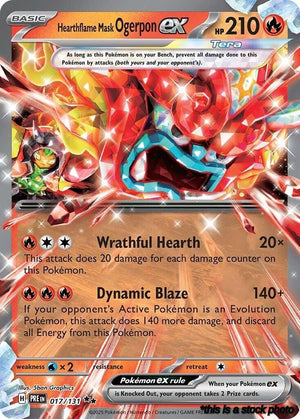 Double Rare Hearthflame Mask Ogerpon ex - 017/131 [017/131 Lightly Played ]