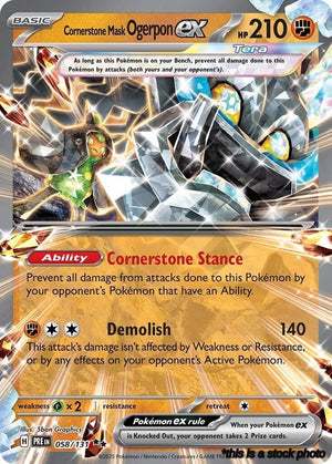 058/131 Cornerstone Mask Ogerpon ex Double Rare Holofoil Near Mint