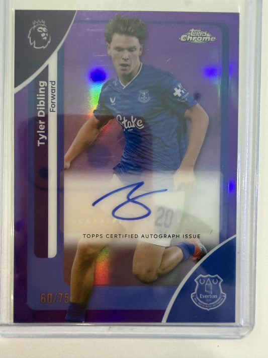 2025-26 Topps Chrome Premier  #CA-TD Tyler Dibling Chrome Auto Purple Wave /75