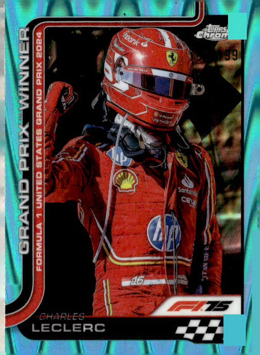 2025 Topps Chrome Formula 1 #111 Charles Leclerc Aqua RayWave Refractor #/199