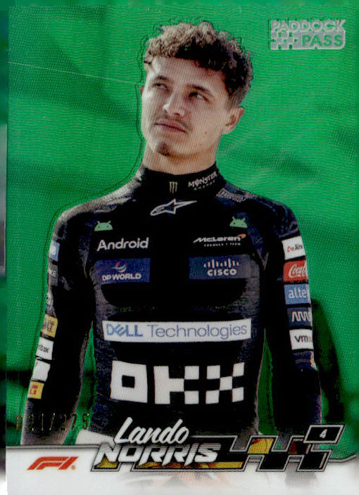 2024 Topps Paddock Pass Formula 1 #7a Lando Norris Chrome Green Refractor #/275