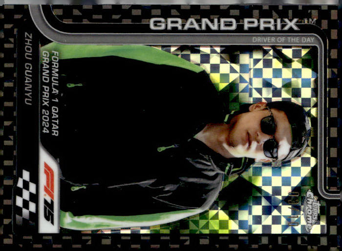 2025 Topps Chrome Formula 1 #144 Zhou Guanyu Black Checker Flag Refractor #/10