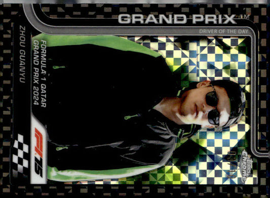2025 Topps Chrome Formula 1 #144 Zhou Guanyu Black Checker Flag Refractor #/10