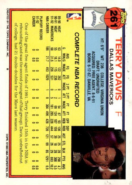 1992-93 Topps #261 Terry Davis
