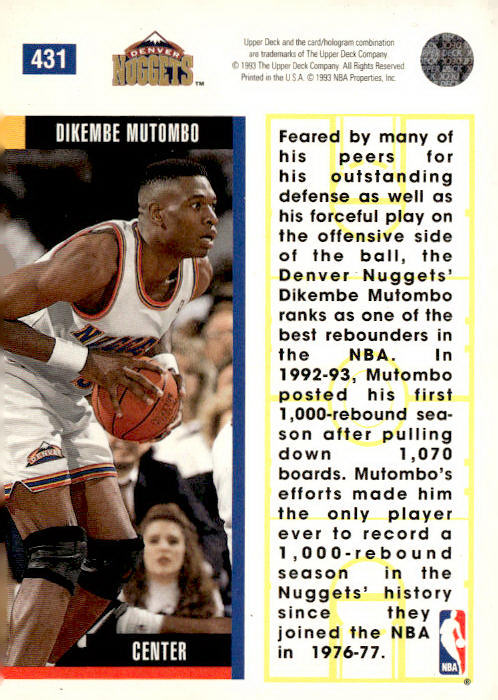 1993-94 Upper Deck #431 Dikembe Mutombo