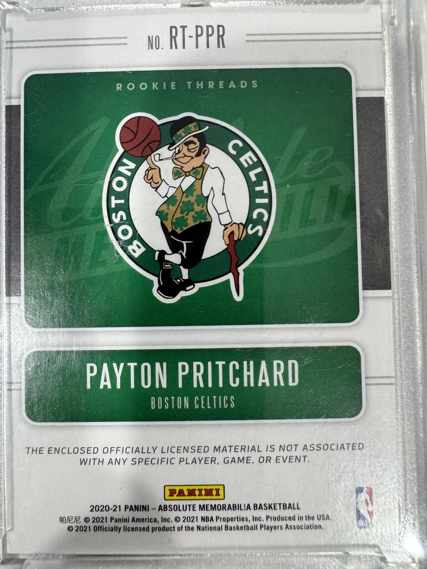 2020-21 Panini Absolute Memorabilia #RT-PPR Payton Pritchard Rookie Threads