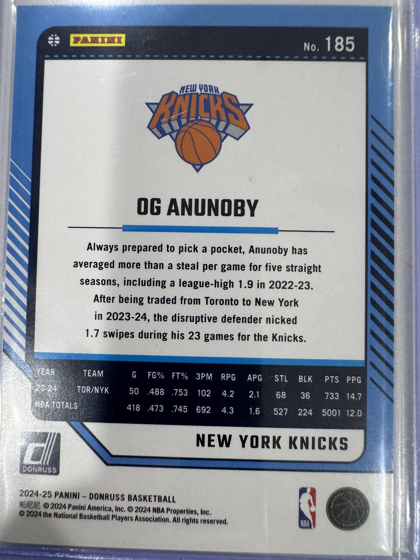 2024-25 Donruss #185 OG Anunoby International Red Stars #/125