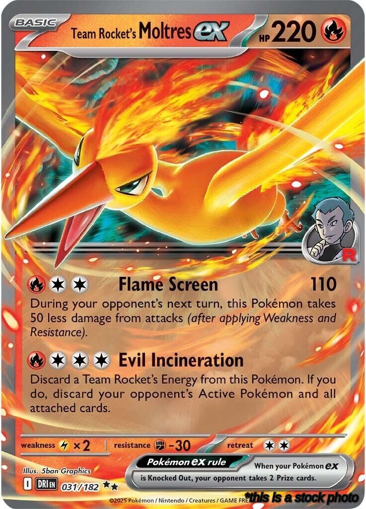 Double Rare Team Rocket's Moltres ex [031/182 Lightly Played ]
