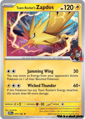 Holofoil Team Rocket's Zapdos [070/182 Near Mint ]