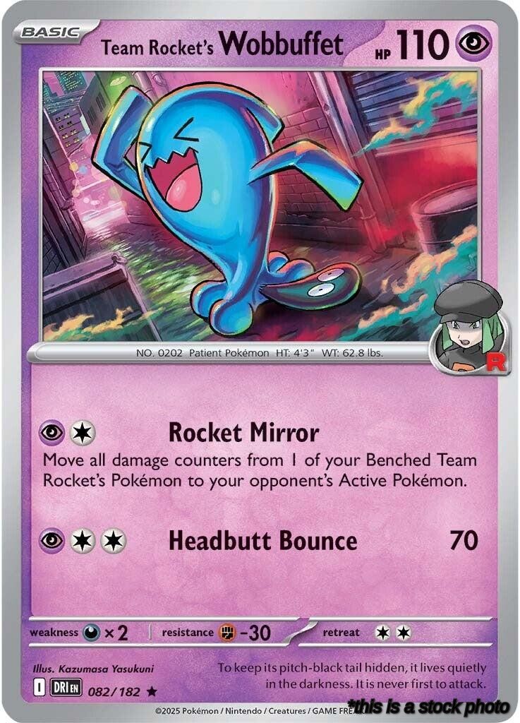 082/182 Team Rocket's Wobbuffet Rare Holofoil