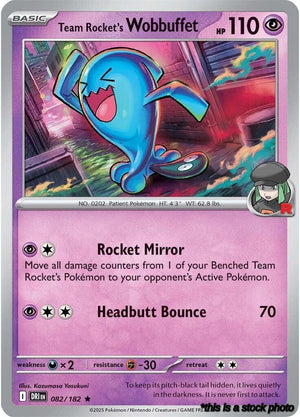 082/182 Team Rocket's Wobbuffet Rare Holofoil
