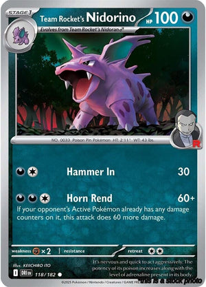 Common Team Rocket's Nidorino [118/182 Near Mint ]