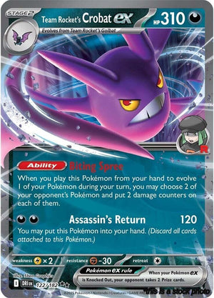 Double Rare Team Rocket's Crobat ex - 122/182 [122/182 Lightly Played ]