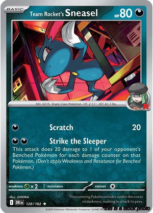 Rare Team Rocket's Sneasel [128/182 Near Mint ]