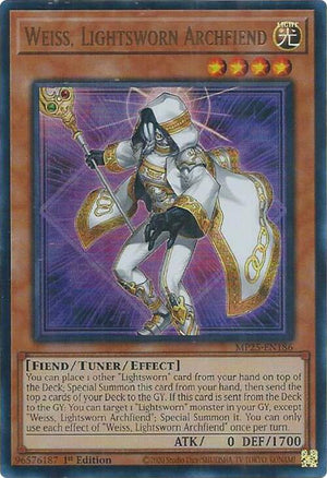 1st Edition Weiss, Lightsworn Archfiend [MP25-EN186 Near Mint] Ultra Rare