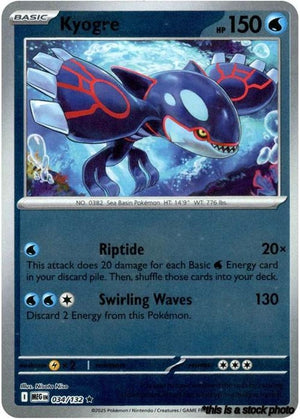 Reverse Holofoil Kyogre [034/132 Lightly Played ]
