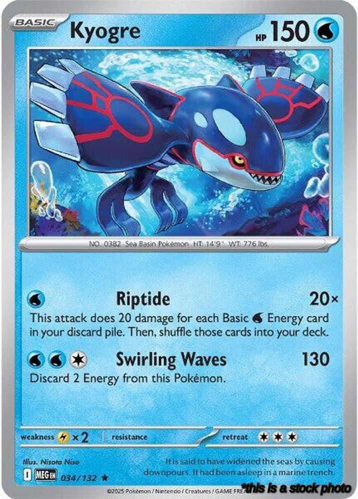 Rare Kyogre [034/132 Near Mint ]