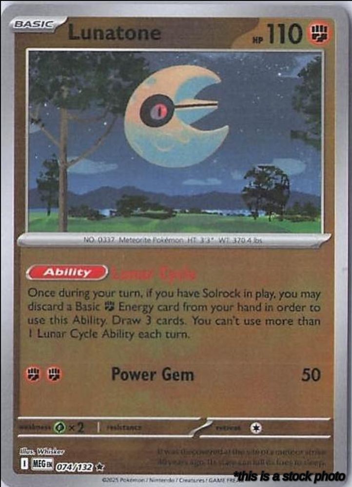 074/132 Lunatone Rare Reverse Holofoil