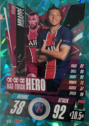 2020-21 Topps Match Attax UEFA #HT5 Kylian Mbappé Hat-Trick Hero