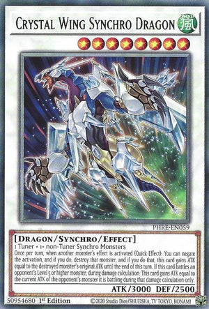 1st Edition Crystal Wing Synchro Dragon [PHRE-EN059 Near Mint] Rare