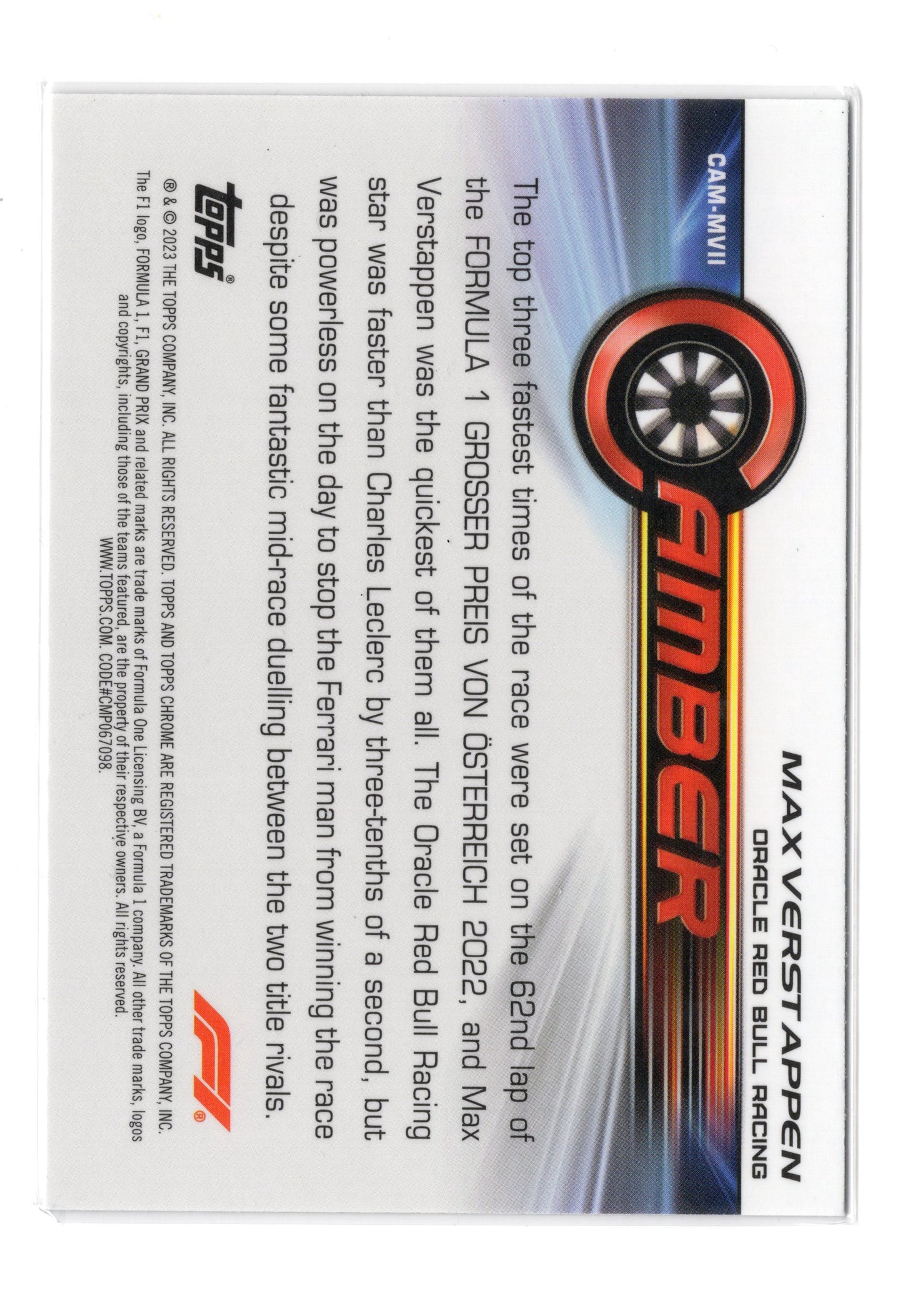 2023 Topps Chrome Formula 1 #CAM-MVII Max Verstappen Camber