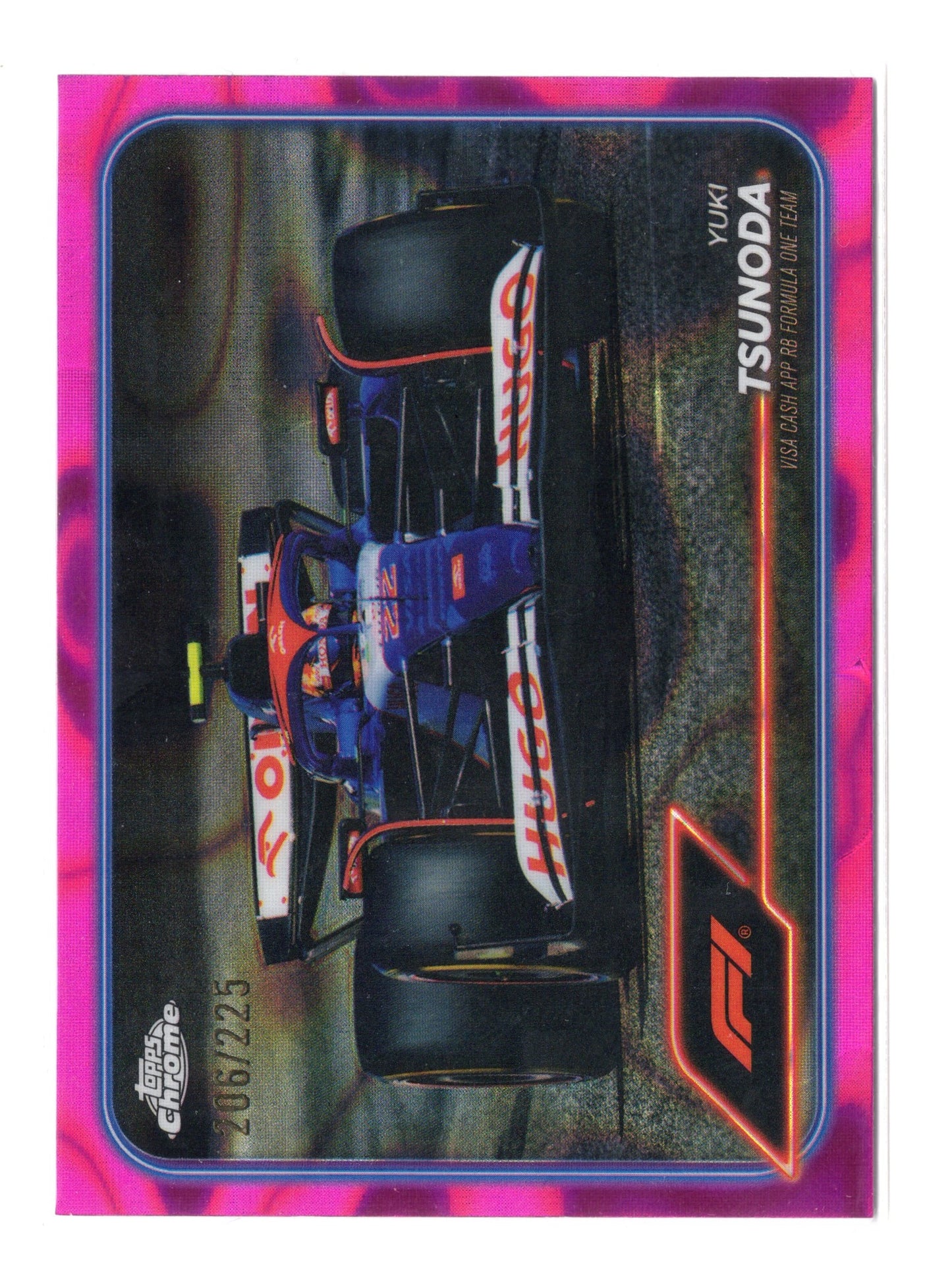 2024 Topps Chrome Formula 1 #89 Yuki Tsunoda Fuchsia Lava Refractors #/225