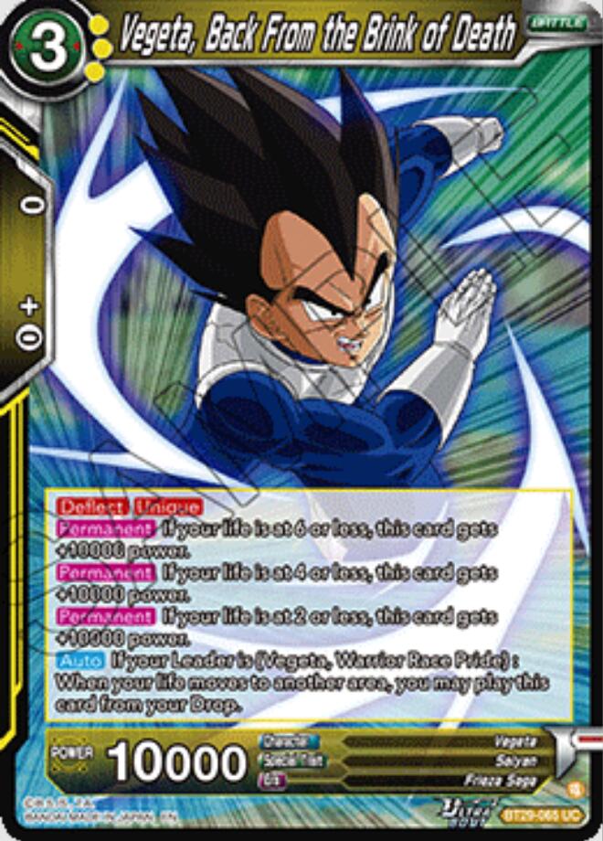 BT29-065 Vegeta, Back From the Brink of Death