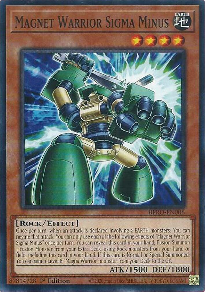1st Edition Magnet Warrior Sigma Minus [BPRO-EN006 Moderately Played] Common / Short Print