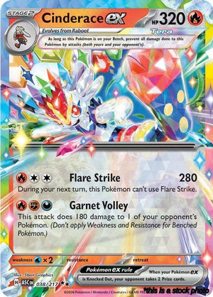Double Rare Cinderace ex [038/217 Lightly Played ]