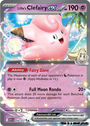 076/217 Lillie's Clefairy ex Double Rare Holofoil