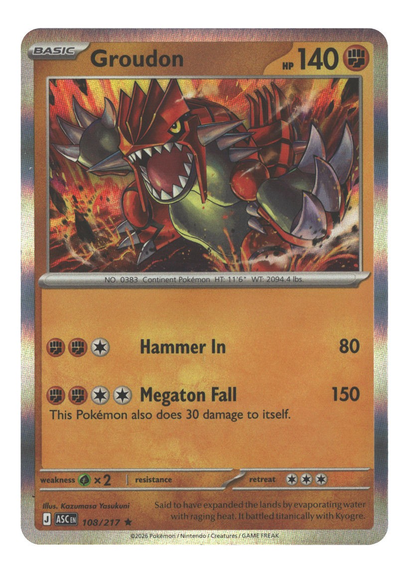 108/217 Groudon Rare Holofoil Lightly Played