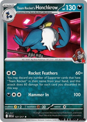 Rare Team Rocket's Honchkrow [127/217 Near Mint ]
