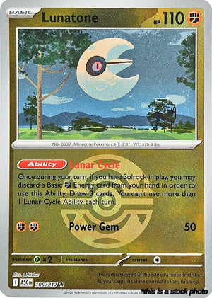 Reverse Holofoil Lunatone (Dusk Ball) [105/217 Near Mint ]
