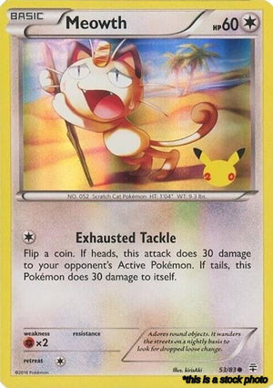 Holofoil Meowth - 53/83 (20th Anniversary) [053/083 Moderately Played ]