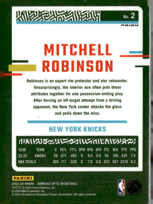 2023-24 Donruss Optic #2 Mitchell Robinson Fast Break Holo