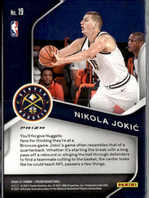 2020-21 Panini Prizm #19 Nikola Jokic Dominance Prizms Silver