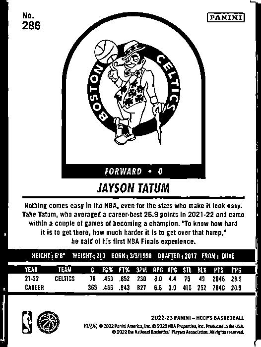 2022-23 Hoops #286 Jayson Tatum Red Backs