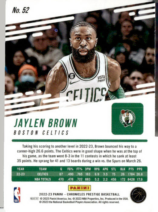 2022-23 Panini Chronicles #52 Jaylen Brown