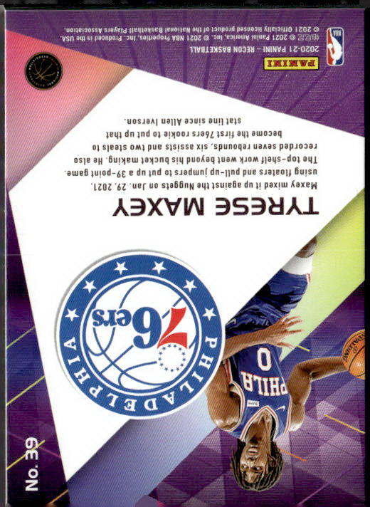 2020-21 Panini Recon #39 Tyrese Maxey