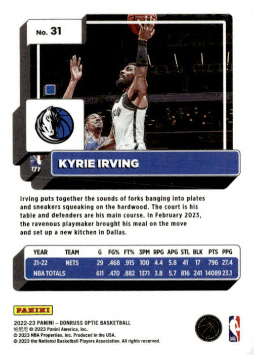 2022-23 Donruss Optic #31 Kyrie Irving