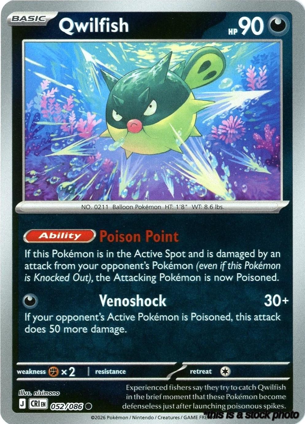 Reverse Holofoil Qwilfish [052/086 Near Mint ]