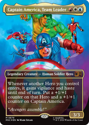 Captain America, Team Leader (Borderless) (Surge Foil) [MSC/879] 2002 Magic: The Gathering