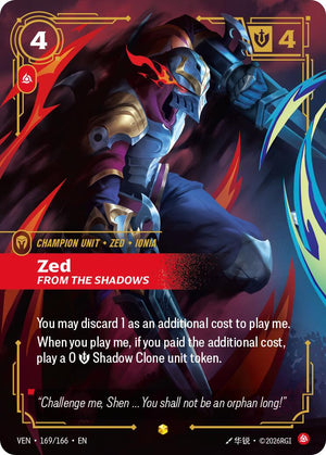 169/166-VEN Zed, From the Shadows (Overnumbered) Showcase