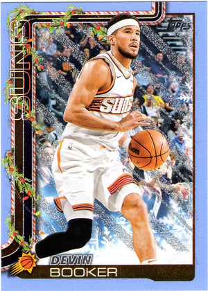 2025-26 Topps Holiday #H124 Devin Booker Light Blue and White Glitter Holiday
