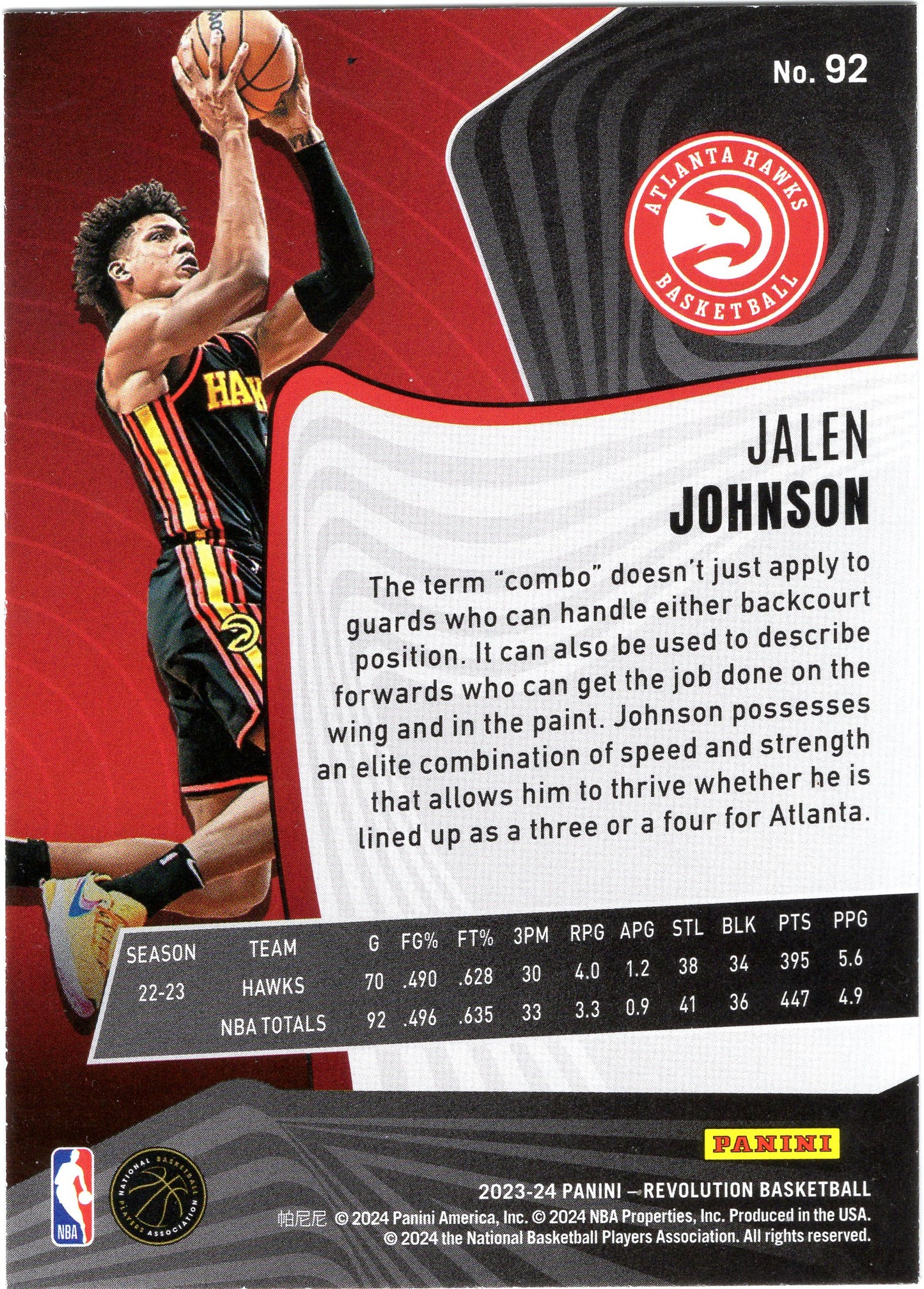 2023-24 Panini Revolution #92 Jalen Johnson