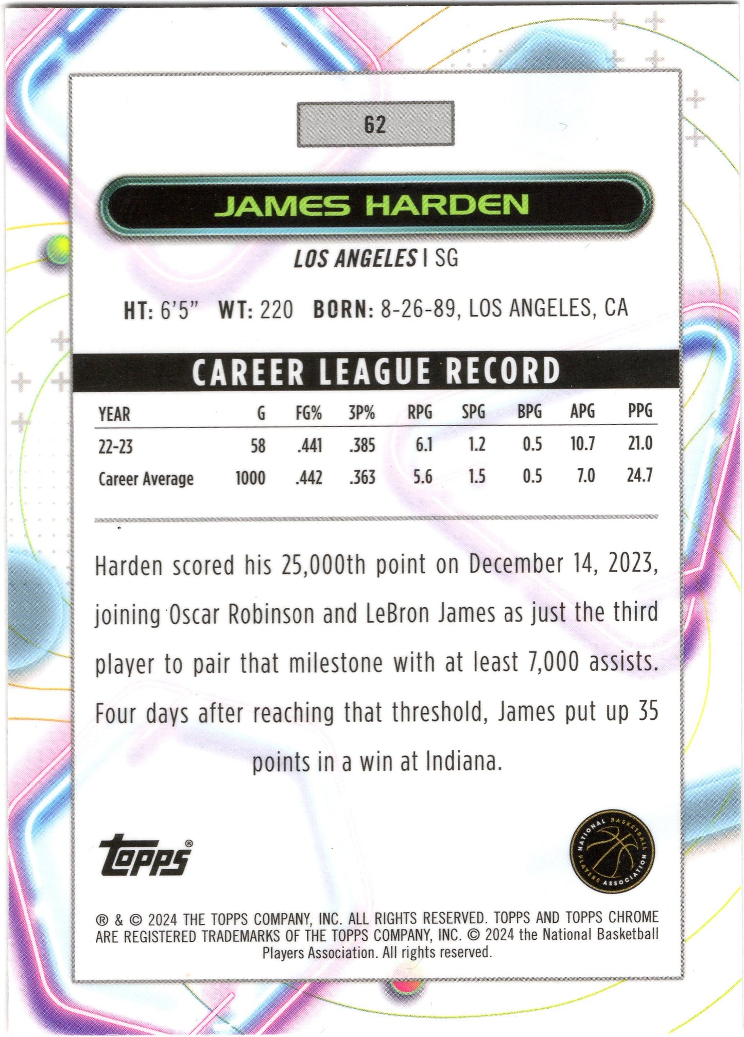2023-24 Topps Chrome Cosmic #62 James Harden