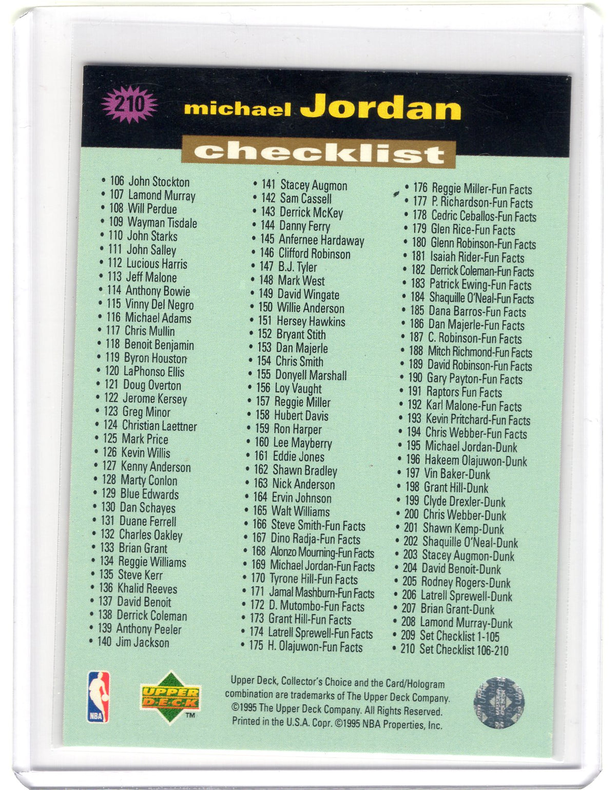 1995-96 Collector's Choice #210 Michael Jordan Player's Club