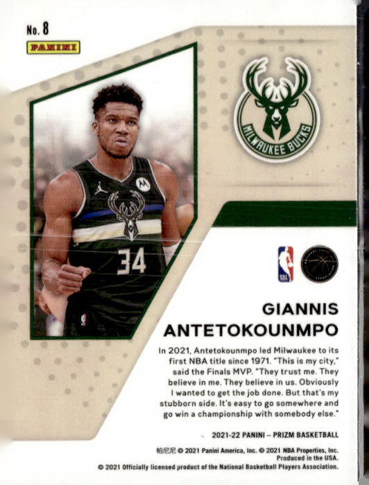 2021-22 Panini Prizm #8 Giannis Antetokounmpo Mindset